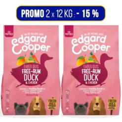 PROMO 2x12Kg Edgard & Cooper Anatra E Pollo Per Cuccioli Puppy