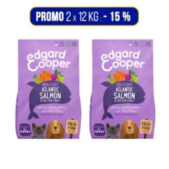 PROMO 2x12Kg Edgard & Cooper Salmone Fresco Dell’Atlantico E Tacchino Per Cuccioli Puppy