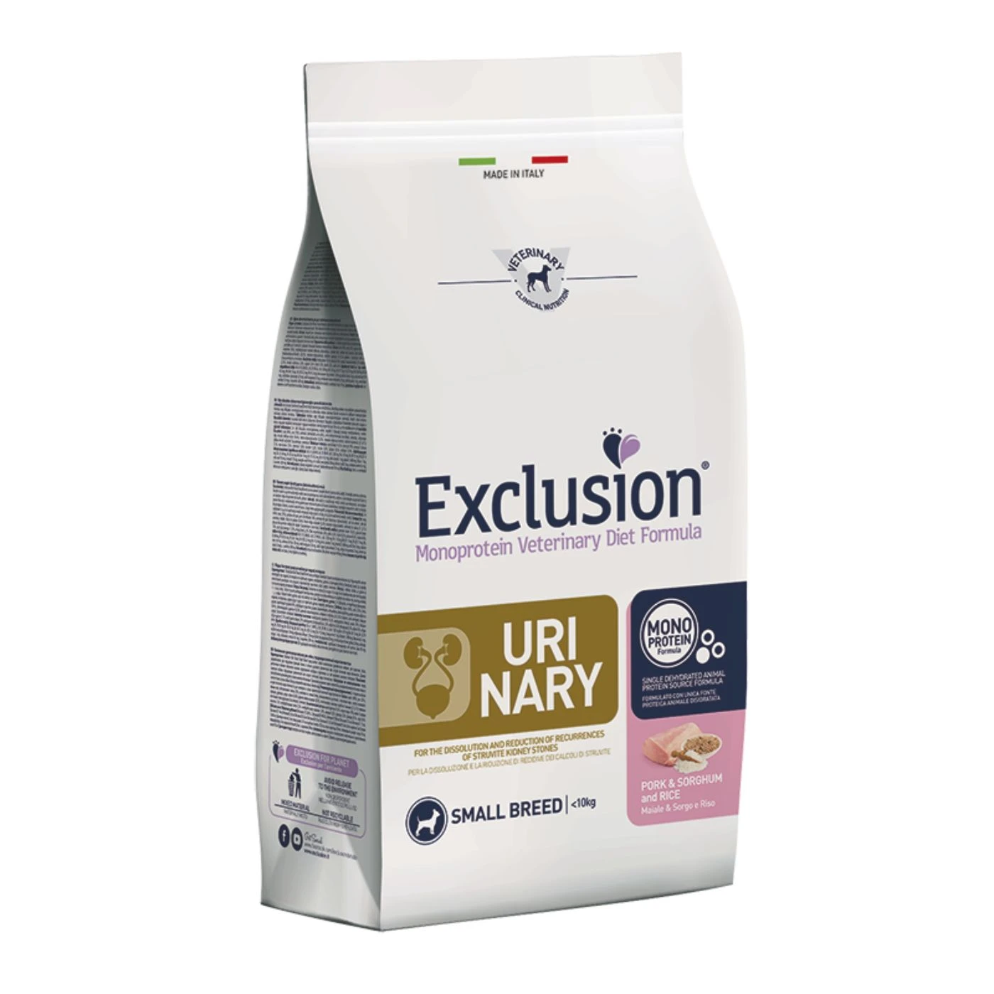 Exclusion Diet Urinary Small Breeds Monoproteico Maiale Sorgo E Riso Per Cani 2Kg