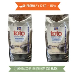 PROMO 2x12Kg Toto Holistic Open Formula Pesce Bianco Nasello E Trota Grain Free Per Cani